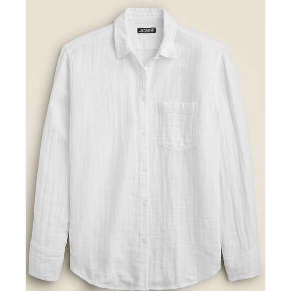 J. CREW Garçon Classic Shirt in Cotton-Linen Blend Gauze Preppy Coastal Size 20 - Picture 1 of 14